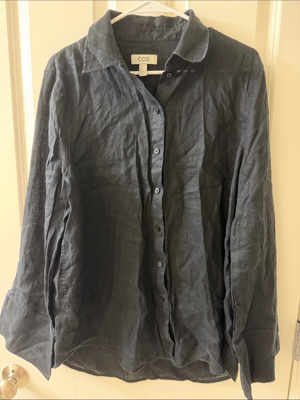 COS Black Linen Button-Down Shirt